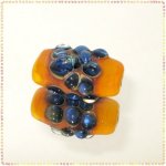 Handcrafted Focal Art Bead in Pumpkin & Blue
